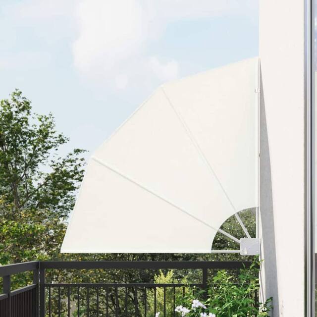 Berkfield Home Balcony Privacy Screen Folding Manual Cream 115 x 115 cm Fabric - image 1