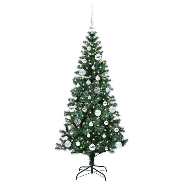 Berkfield Home Elegant Artificial Pre-lit Christmas Tree Green 150 cm PVC & Metal - image 1