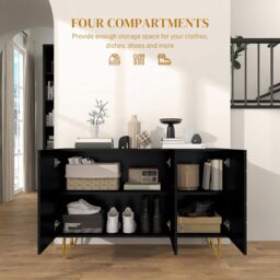 HOMCOM Storage Cabinet, Sideboard with Adjustable Shelf in Black - thumbnail 5
