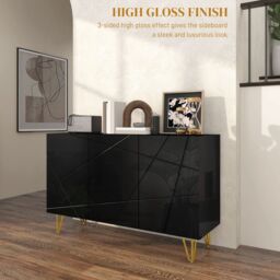 HOMCOM Storage Cabinet, Sideboard with Adjustable Shelf in Black - thumbnail 4