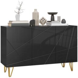 HOMCOM Storage Cabinet, Sideboard with Adjustable Shelf in Black - thumbnail 2