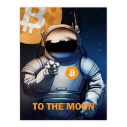 "Artery8 Bitcoin To Moon Crypto Astronaut Satoshi Unframed Wall Art Print in Dark Blue - Size: W24"" x H32""" - thumbnail 1