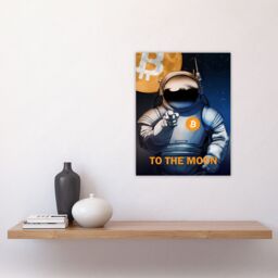 "Artery8 Bitcoin To Moon Crypto Astronaut Satoshi Unframed Wall Art Print in Dark Blue - Size: W24"" x H32""" - thumbnail 4