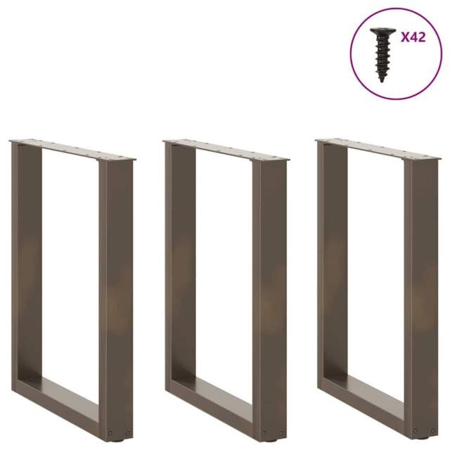 Berkfield Home Modern Coffee Table Legs U-Shaped 3 pcs Natural Steel 70x(72-73) in Brown - image 1