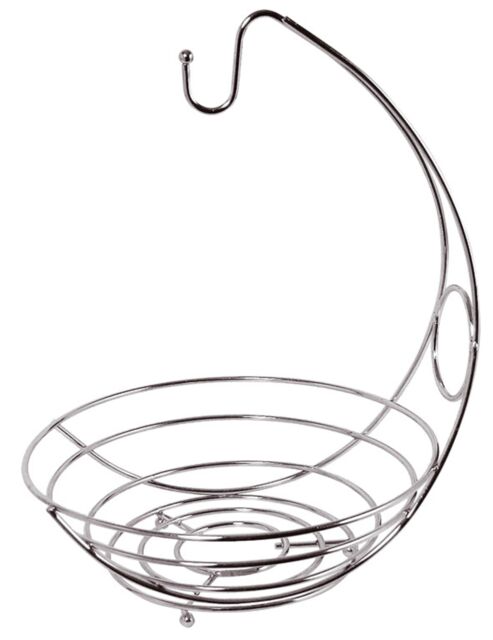 Orsina Kaya Chrome Fruit Bowl & Bananna Hanger in Silver - image 1