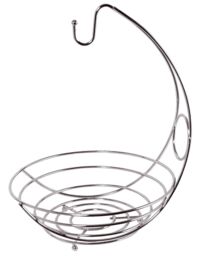 Orsina Kaya Chrome Fruit Bowl & Bananna Hanger in Silver