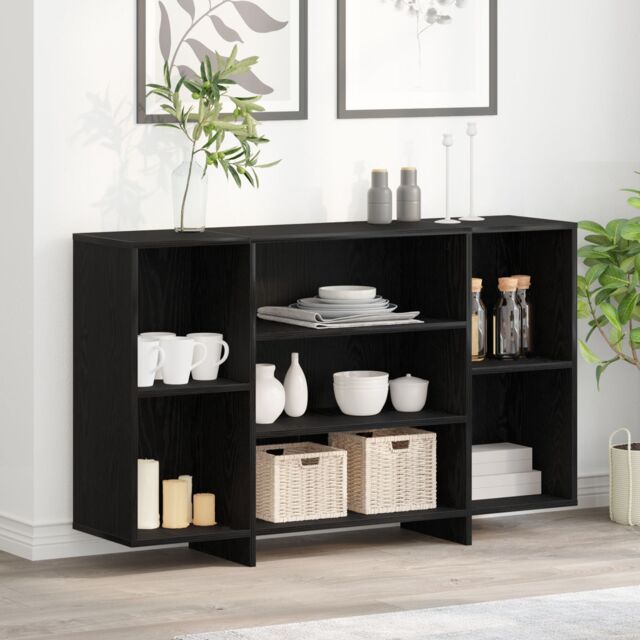 Berkfield Home Sideboard with Shelf Black oak 120 x 30 x 75 cm Engineered wood - image 1