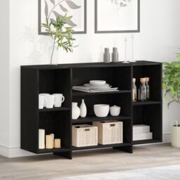Berkfield Home Sideboard with Shelf Black oak 120 x 30 x 75 cm Engineered wood - thumbnail 1