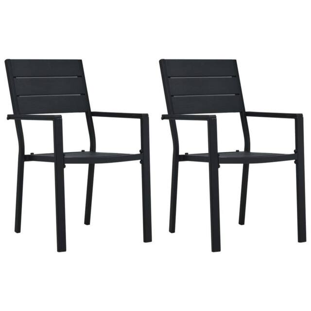 Berkfield Home Garden Chairs 2 pcs Black HDPE Wood Look - image 1
