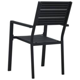 Berkfield Home Garden Chairs 2 pcs Black HDPE Wood Look - thumbnail 5