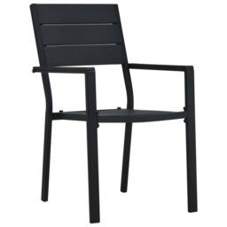Berkfield Home Garden Chairs 2 pcs Black HDPE Wood Look - thumbnail 2