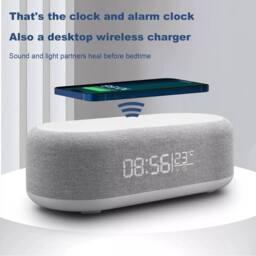 NESTLUNE 6 IN 1 Digital Alarm Clock Bluetooth Speaker-W/15W in Grey - Size: 100 cm x 15 cm - thumbnail 1