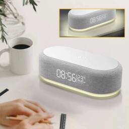 NESTLUNE 6 IN 1 Digital Alarm Clock Bluetooth Speaker-W/15W in Grey - Size: 100 cm x 15 cm - thumbnail 4