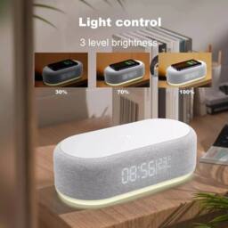 NESTLUNE 6 IN 1 Digital Alarm Clock Bluetooth Speaker-W/15W in Grey - Size: 100 cm x 15 cm - thumbnail 3