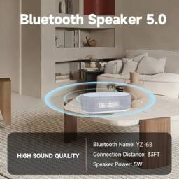 NESTLUNE 6 IN 1 Digital Alarm Clock Bluetooth Speaker-W/15W in Grey - Size: 100 cm x 15 cm - thumbnail 6