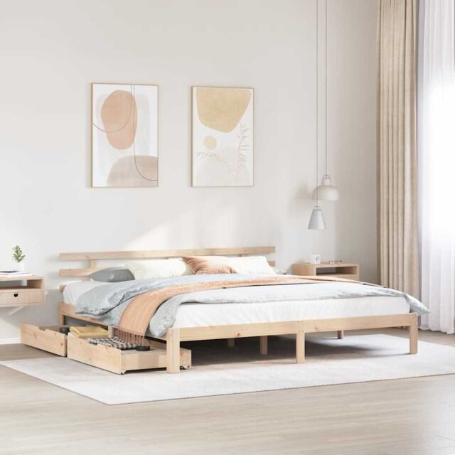Berkfield Home Bed Frame with Drawers without Mattress 200x200 cm in Brown - image 1