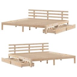 Berkfield Home Bed Frame with Drawers without Mattress 200x200 cm in Brown - thumbnail 9