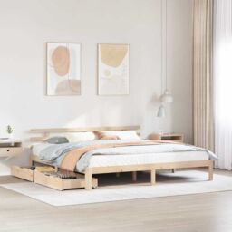 Berkfield Home Bed Frame with Drawers without Mattress 200x200 cm in Brown - thumbnail 1