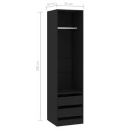Berkfield Home Wardrobe with Drawers Black 50x50x200 cm Engineered Wood - Size: 50 x 50 x 200 cm - thumbnail 6
