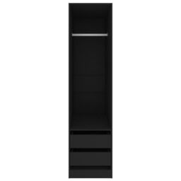 Berkfield Home Wardrobe with Drawers Black 50x50x200 cm Engineered Wood - Size: 50 x 50 x 200 cm - thumbnail 4