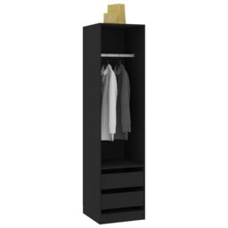Berkfield Home Wardrobe with Drawers Black 50x50x200 cm Engineered Wood - Size: 50 x 50 x 200 cm - thumbnail 3