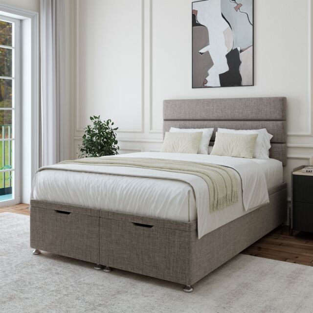 Bedmaster Linen Ottoman Divan Base in Grey - Size: Double - image 1