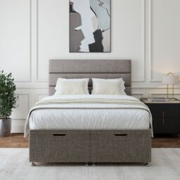 Bedmaster Linen Ottoman Divan Base in Grey - Size: Double - thumbnail 2
