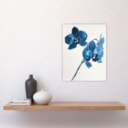 "Artery8 Abstract Orchid Flower Bloom Blue Watercolour Wall Art Print - Size: W12"" x H16""" - thumbnail 4