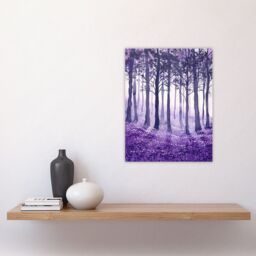 "Artery8 Purple Bluebell Forest Painting Trees Woodland Wall Art Print - Size: W24"" x H32""" - thumbnail 4