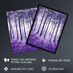 "Artery8 Purple Bluebell Forest Painting Trees Woodland Wall Art Print - Size: W24"" x H32""" - thumbnail 2