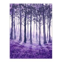 "Artery8 Purple Bluebell Forest Painting Trees Woodland Wall Art Print - Size: W24"" x H32""" - thumbnail 1