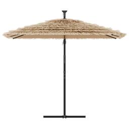 Berkfield Home Garden Parasol with with LEDs & Steel Pole Brown 269x269x235 cm - Size: 269 x 269 x 235 cm - thumbnail 4