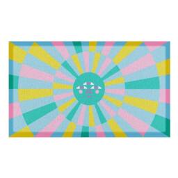 Artsy Mats Elizabeth Olwen Blue Sun Face Indoor/Outdoor Doormat (70x40cm) - Size: 40 cm x 70 cm - thumbnail 2