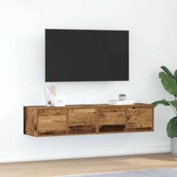 Berkfield Home TV Cabinets 2 pcs Old Wood 60x31x25.5 cm Engineered Wood in Brown - thumbnail 2
