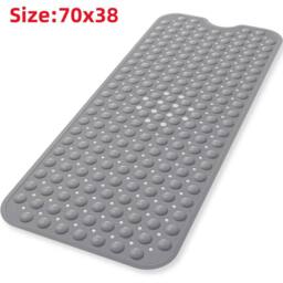 VOGREX Extra Large Grey Rubber Bath Mat Strong Suction Non Slip Anti-Mold - thumbnail 2