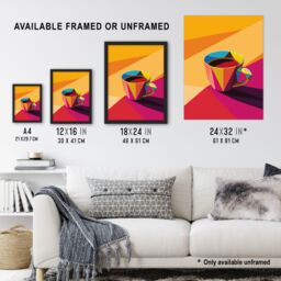 "Artery8 Coffee Tea Cup Colourful Geometric Design Wall Art Print in Orange - Size: W18"" x H24""" - thumbnail 3
