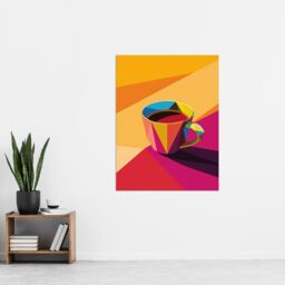 "Artery8 Coffee Tea Cup Colourful Geometric Design Wall Art Print in Orange - Size: W18"" x H24""" - thumbnail 4