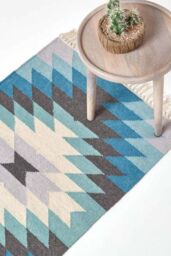 Homescapes Helsinki Handwoven Kilim Pattern Wool Hall Runner, 66 x 200 cm - Size: 66 cm x 200 cm - thumbnail 1