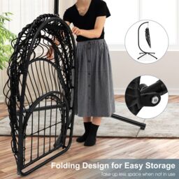 Costway Hanging Swing Egg Chair Hammock Chair W/ Stand & Dust Cover in Grey - thumbnail 5