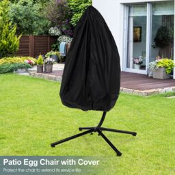 Costway Hanging Swing Egg Chair Hammock Chair W/ Stand & Dust Cover in Grey - thumbnail 6