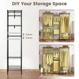 Gymax Metal Garment Rack Portable Wardrobe Convertible Clothes Organizer in Black - thumbnail 5