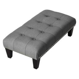 KORVIXA M: 50*37*20cm Linen Footstool Rectangular Footres in Grey - Size: 100 cm - thumbnail 3