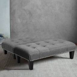 KORVIXA M: 50*37*20cm Linen Footstool Rectangular Footres in Grey - Size: 100 cm