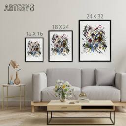 "Artery8 Abstract for Fourth Bauhaus Portfolio Kandinsky Framed Canvas Wall Art in White - Size: W24"" x H32""" - thumbnail 4