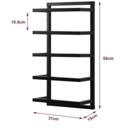 House of Home 5 Tier Towel Holder Rack Bathroom Storage Rack Wall Mounted Quality Finish in Black - thumbnail 3