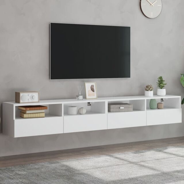 Berkfield Home TV Wall Cabinets 2 pcs White 100x30x30 cm Engineered Wood - Size: 100 x 30 x 30 cm - image 1