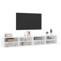 Berkfield Home TV Wall Cabinets 2 pcs White 100x30x30 cm Engineered Wood - Size: 100 x 30 x 30 cm - thumbnail 5