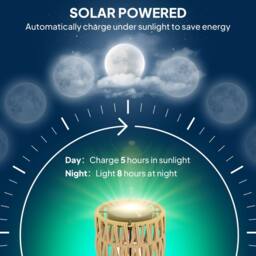 OUTSUNNY 3-Light Solar Rattan Floor Lamp with Shelf, Auto On/Off, Yellow - thumbnail 5