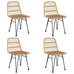 Berkfield Home 5 Piece Garden Dining Set Poly Rattan in Brown - thumbnail 4