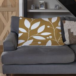 Benjamin Tate Design White Leaves Blanket in Natural - Size: 120 cm x 150 cm - thumbnail 2